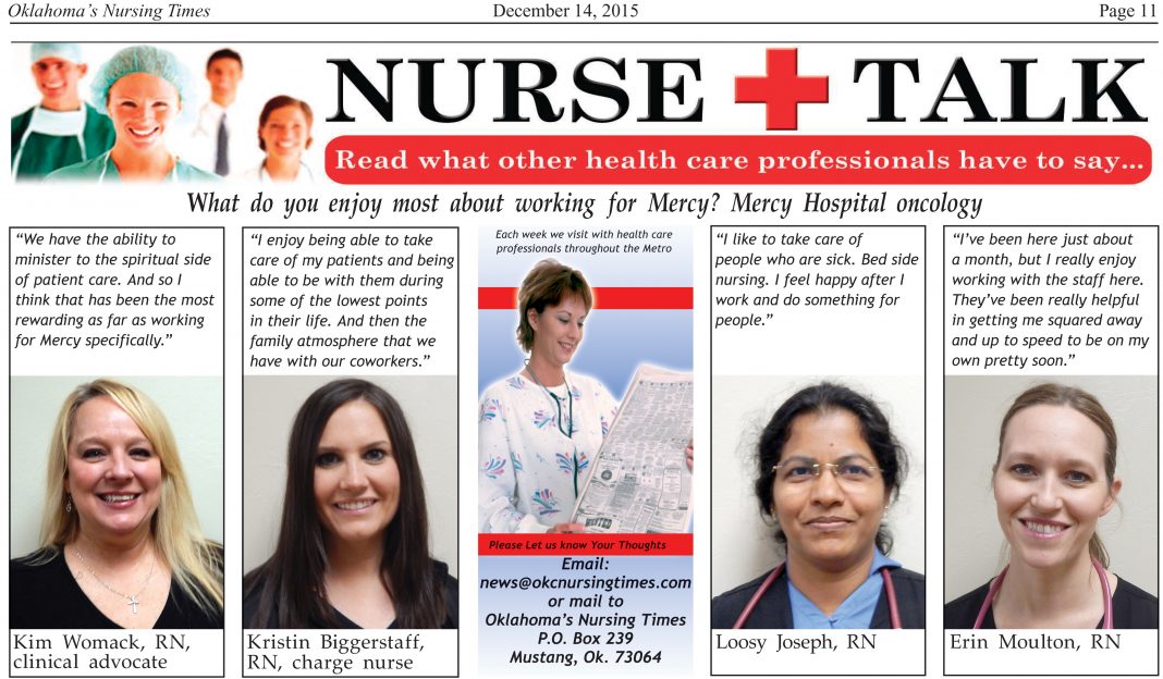 NURSE TALK Mercy Hospital oncology Oklahoma�s Nursing Times