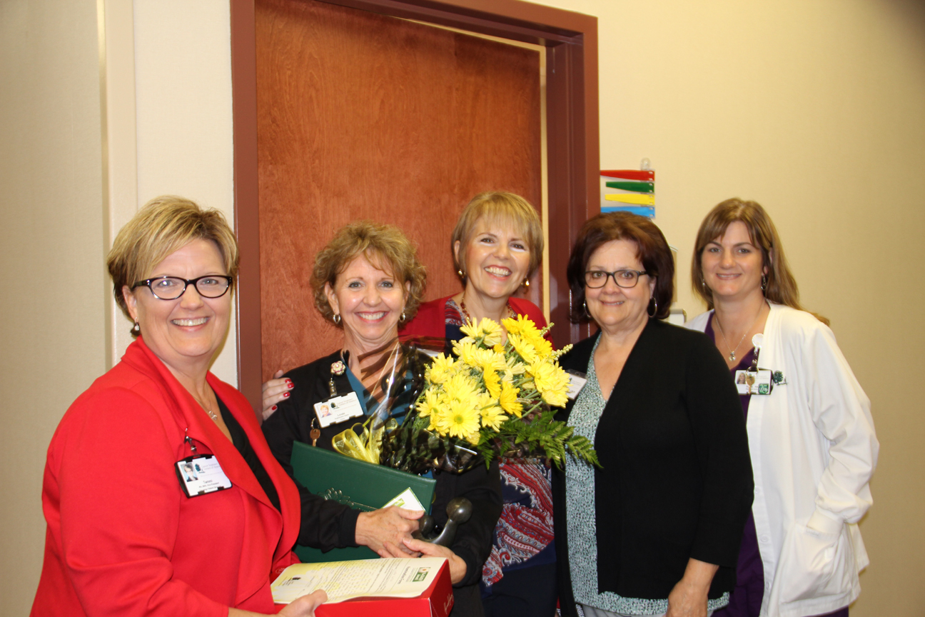 Tammi Holden, RN, BSN, VP Oncology Patient Services; Linda Caton, RN; Tracy Tetzner, RN, BSN, Clinic & Care Management Director; Susan Brown, RN, MSN, OCN, CBCN, Oncology Practice Manager; and Shelly Stillwell, RN.
