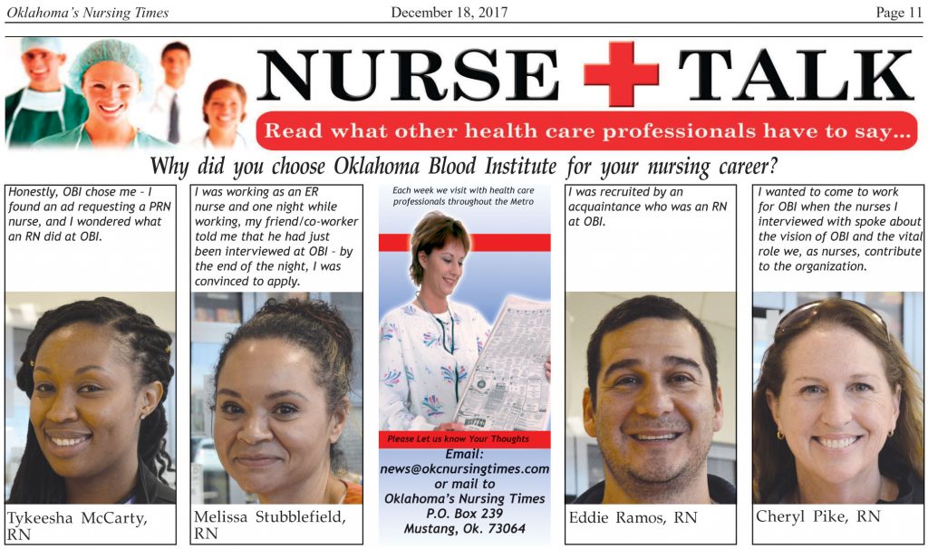 Why did you choose Oklahoma Blood Institute for your